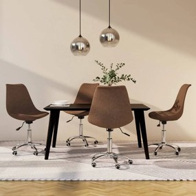 vidaXL Cadeiras de jantar giratórias 4 pcs tecido cinzento-acastanhado