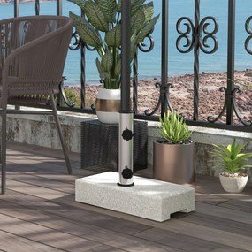 Base para guarda-sol em mármore 45 x 22,5 x 40 cm, com 25 kg, 2 rodas de fixação e tubo em aço inoxidável (GUARDA SOL NÃO INCLUIDO), cinzenta