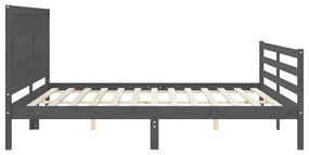 Estrutura de cama com cabeceira 200x200 cm madeira maciça cinza