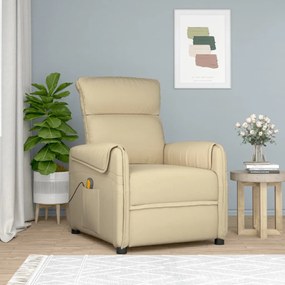 vidaXL Poltrona de massagens tecido cor creme