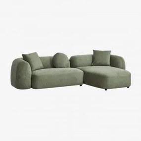 Sofá Modular Chaise Longue Direito De 2 Peças Em Coco Chenille Tecido Chenille Verde Sálvia - Sklum