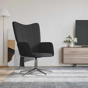 vidaXL Cadeira de descanso PVC e veludo preto
