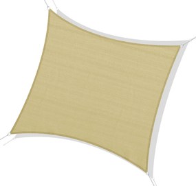 Outsunny Vela de Sombra Quadrado 3x3 m Toldo Vela de HDPE com Proteção UV Aneis em Forma de D e Cordas para Jardim Pátio Piscina Areia