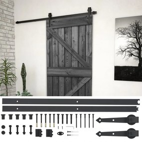 vidaXL Porta de correr com ferragens 80x210 cm pinho maciço preto