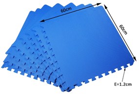 HomCom Tapete puzzle para Crianças e Bebés - Azul - Borracha Espuma EVA - 2,88 m²