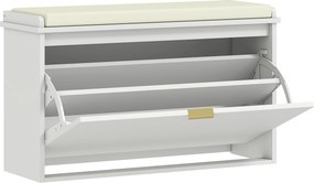 HOMCOM Banco Sapateira 80 cm Móvel Estreito com Assento Estofado Caixa Rebatível Painel de Ripas Branco | Aosom Portugal