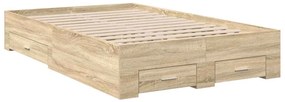Estrado de Cama com Gavetas Carvalho Sonoma 120x190 cm Madeira Engenhe