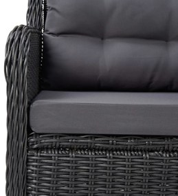 Cadeiras de jardim 2 pcs com almofadões vime PE preto