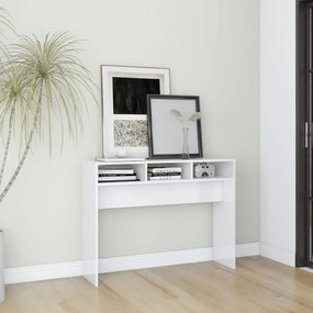 Mesa consola 105x30x80 cm derivados de madeira branco brilhante