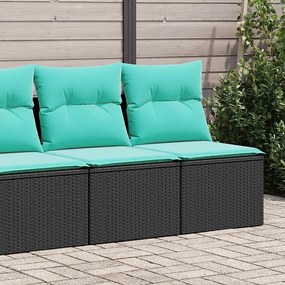 vidaXL 2 pcs conjunto sofás jardim c/ almofadões vime PE/acácia preto