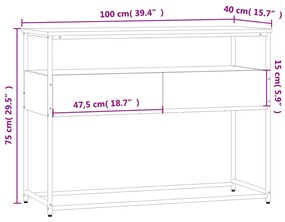 Consola de Entrada Anna com 2 Gavetas de 100 cm - Madeira Rústica - De