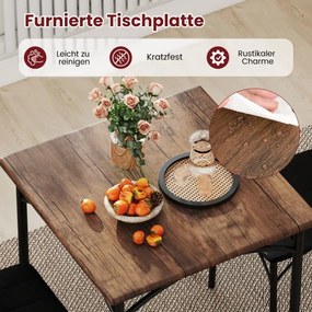 Conjunto de sala de jantar com mesa de jantar e 2 cadeiras com assentos almofadados