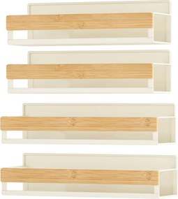 Conjunto de prateleiras magnéticas para especiarias em metal, sem necessidade de perfuração branco creme-bege natural