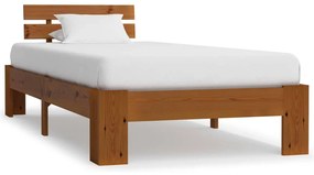 vidaXL Estrutura de cama 100x200 cm pinho maciço castanho mel