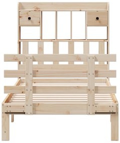 Cama com estante sem colchão 100x200 cm pinho maciço