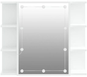 Armário espelhado com luzes LED 70x16,5x60 cm branco