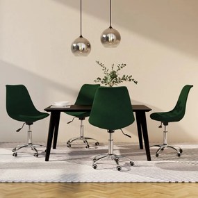 vidaXL Cadeiras de jantar giratórias 4 pcs tecido verde-escuro