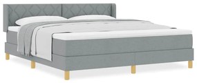 Cama Box Spring com Colchão Cinza Claro, 180 x 200 cm, Tecido