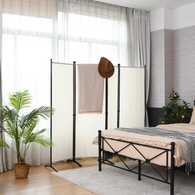 Biombo de 4 painéis Divisória de tecido dobrável Divisória de privacidade de pé 220 x 51 x 173 cm Branco