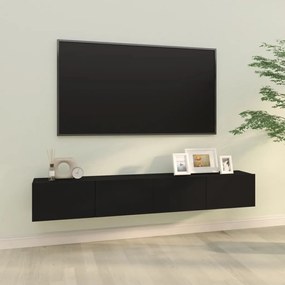 Móveis de TV p/ parede 2pcs 100x30x30cm derivados madeira preto