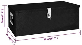 Caixa de arrumação 80x39x30 cm alumínio preto