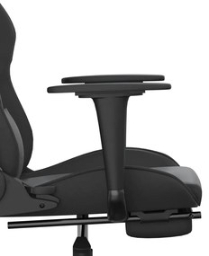 Cadeira gaming massagens c/ apoio pés couro artif. preto