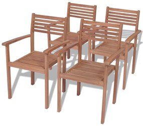 Cadeiras de jardim empilháveis 4 pcs madeira teca maciça