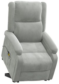 Poltrona elevatória de massagens veludo cinzento-claro