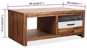 Mesa de centro em madeira de acácia maciça 90x50x37,5 cm