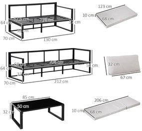 Conjunto de Jardim Jamilla - 2 Sofás e 1 Mesa de Centro - Design Moder