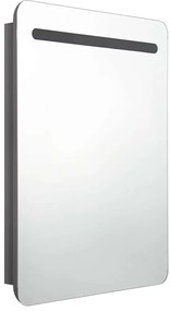Armário espelhado casa de banho LED 60x11x80 cm cinza brilhante