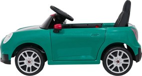 Carro elétrico para Crianças Mini Cooper 12V, Rodas Eva, Assento Couro ecológico Verde