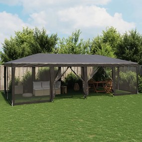 Tenda p/ festas 12 paredes laterais malha 8x4 m PEAD antracite