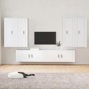 vidaXL Conjunto móveis de TV 6 pcs madeira processada branco