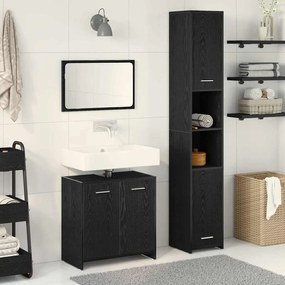vidaXL Móveis de Banheiro 3 pcs Carvalho Preto 30 x 30 x 183,5 cm