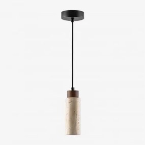 Candeeiro De Teto Em Travertino E Madeira (ø6,5 Cm) Davise Preto - Sklum