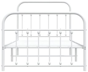 Estrutura de cama com cabeceira e pés 100x190 cm metal branco