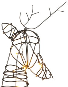 Decoração família de renas de Natal 90 LEDs vime branco quente