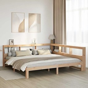 Cama com estante sem colchão 200x200 cm pinho maciço