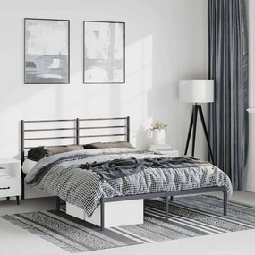 vidaXL Estrutura de cama em metal com cabeceira 150x200 cm preto