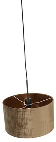 Candeeiro de suspensão moderno preto com cúpula castanha 35 cm - Combi Moderno