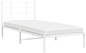 Estrutura de cama com cabeceira 90x200 cm metal branco