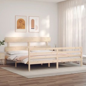 Estrutura de cama com cabeceira 200x200 cm madeira maciça