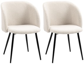 HOMCOM Conjunto de 2 Cadeiras de Jantar com Encosto em Tecido Pernas em aço 55x62x80 cm Bege Preto |Aosom Portugal