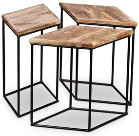 Mesa de centro madeira de mangueira maciça 56x48x40 cm