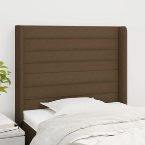 Cabeceira cama c/ abas tecido 83x16x118/128 cm castanho-escuro