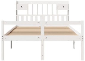Cama com estante sem colchão 150x200 cm pinho maciço branco