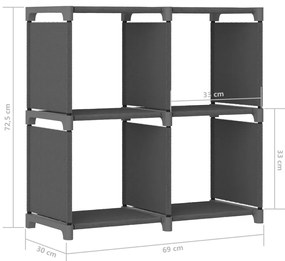 Unidade de prateleiras 4 cubos 69x30x72,5 cm tecido cinzento