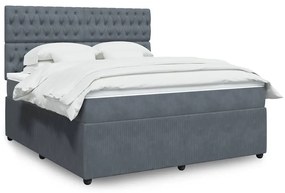 vidaXL Cama com molas/colchão 180x200 cm veludo cinzento-escuro