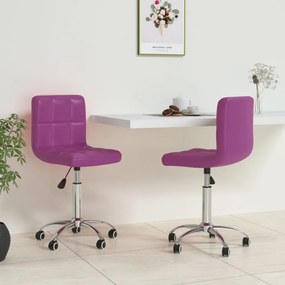 vidaXL Cadeiras de jantar giratórias 2 pcs couro artificial roxo